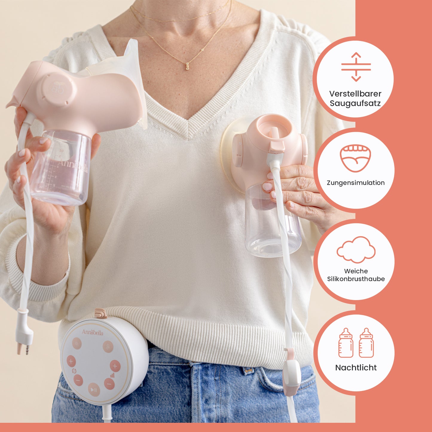 Annabella Dubbele Elektrische Borstkolf - 18-24mm maat + Gratis Bh